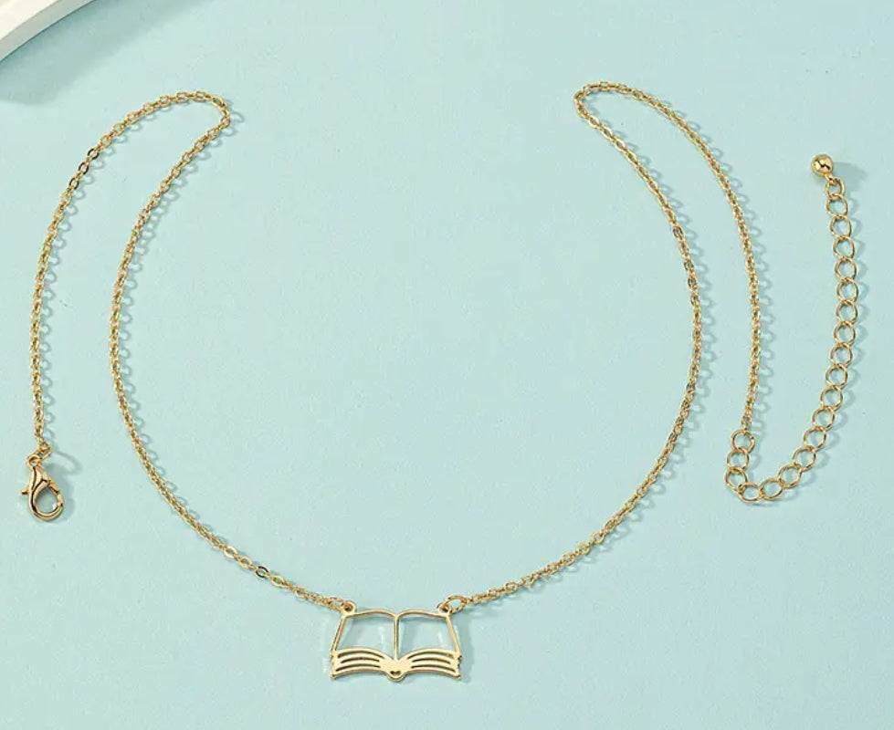 Book Necklace - Gold